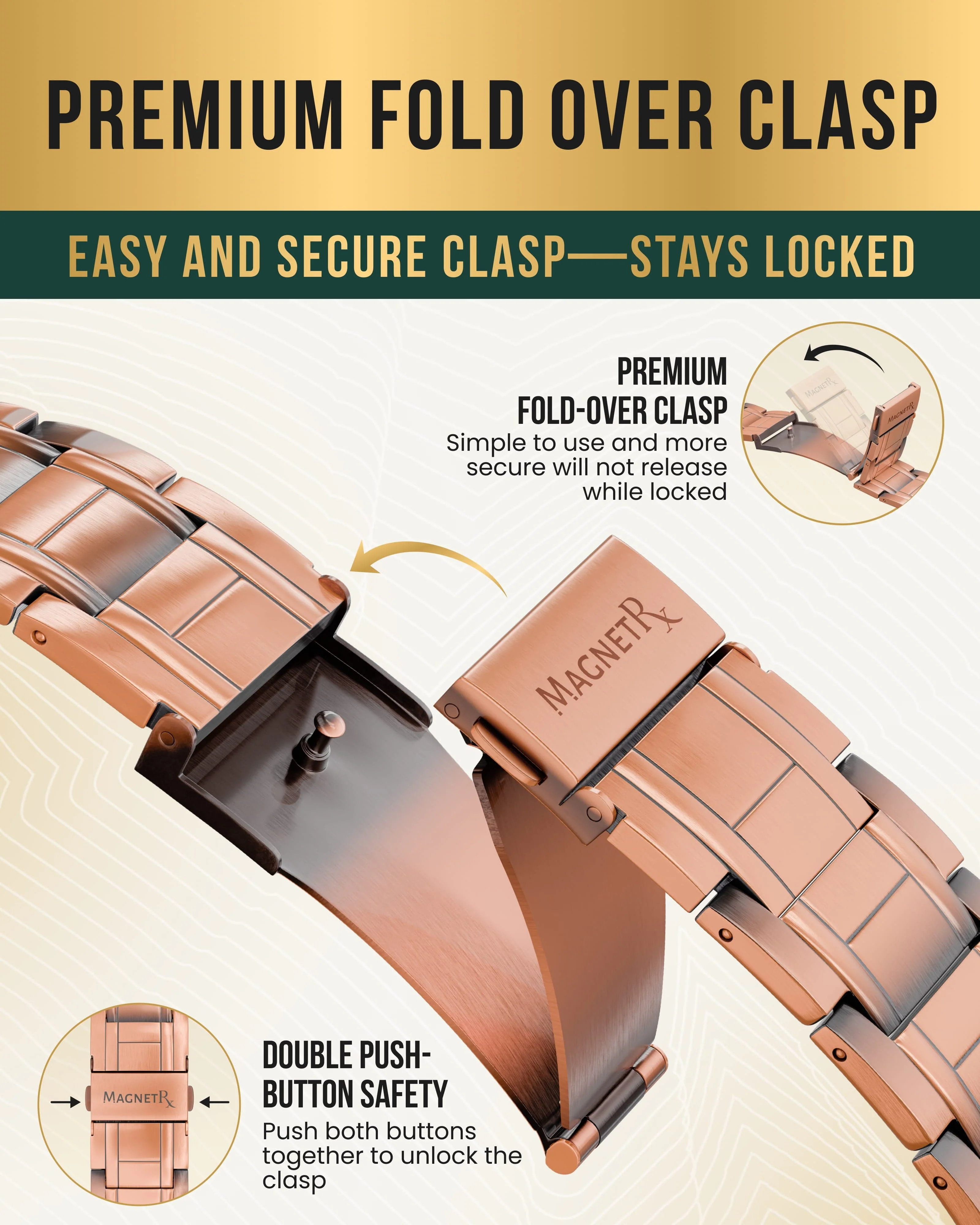 3x Strength Copper Magnetic Bracelet for Men (Stealth) - Image 5