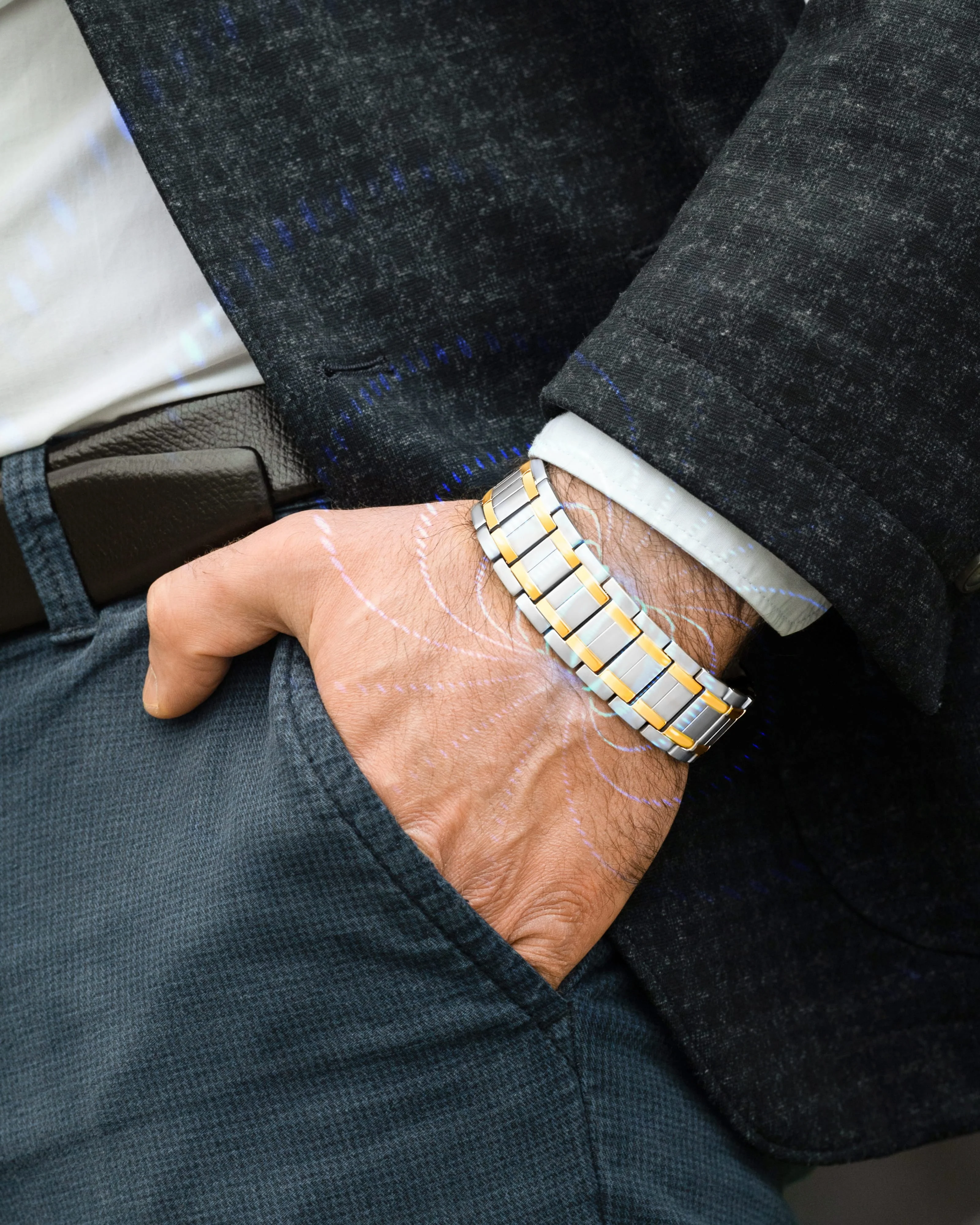 3x Strength Titanium Magnetic Bracelet for Men (Silver & Gold) - Image 9