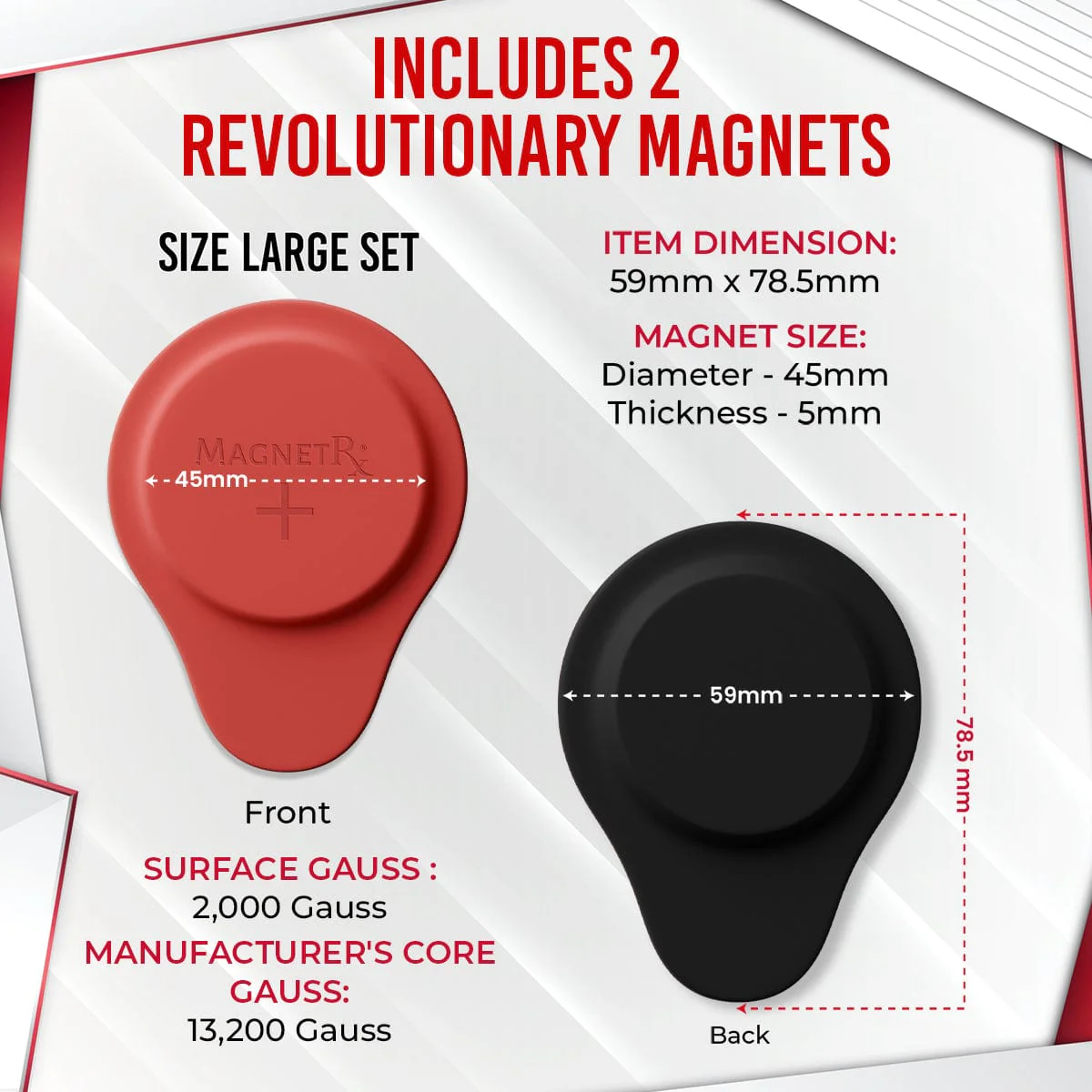 Biomagnetic Therapy Magnet Set — Neodymium & Silicone (2 Large Magnets) - Image 5