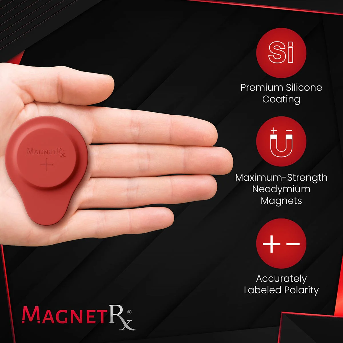Biomagnetic Therapy Magnet Set — Neodymium & Silicone (2 Medium Magnets) - Image 4