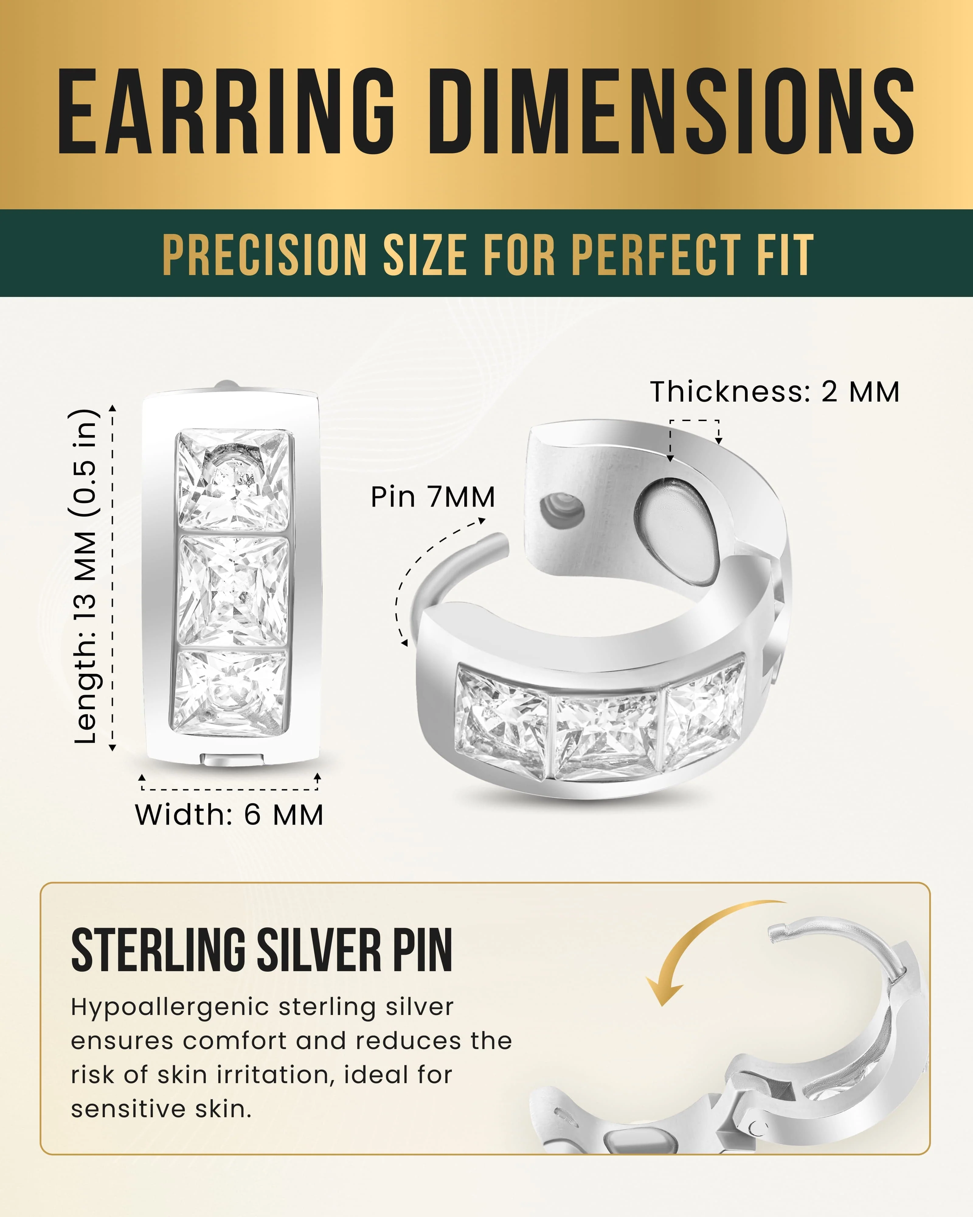 Crystal Magnetic Therapy Earrings for Women (Silver) - Image 4