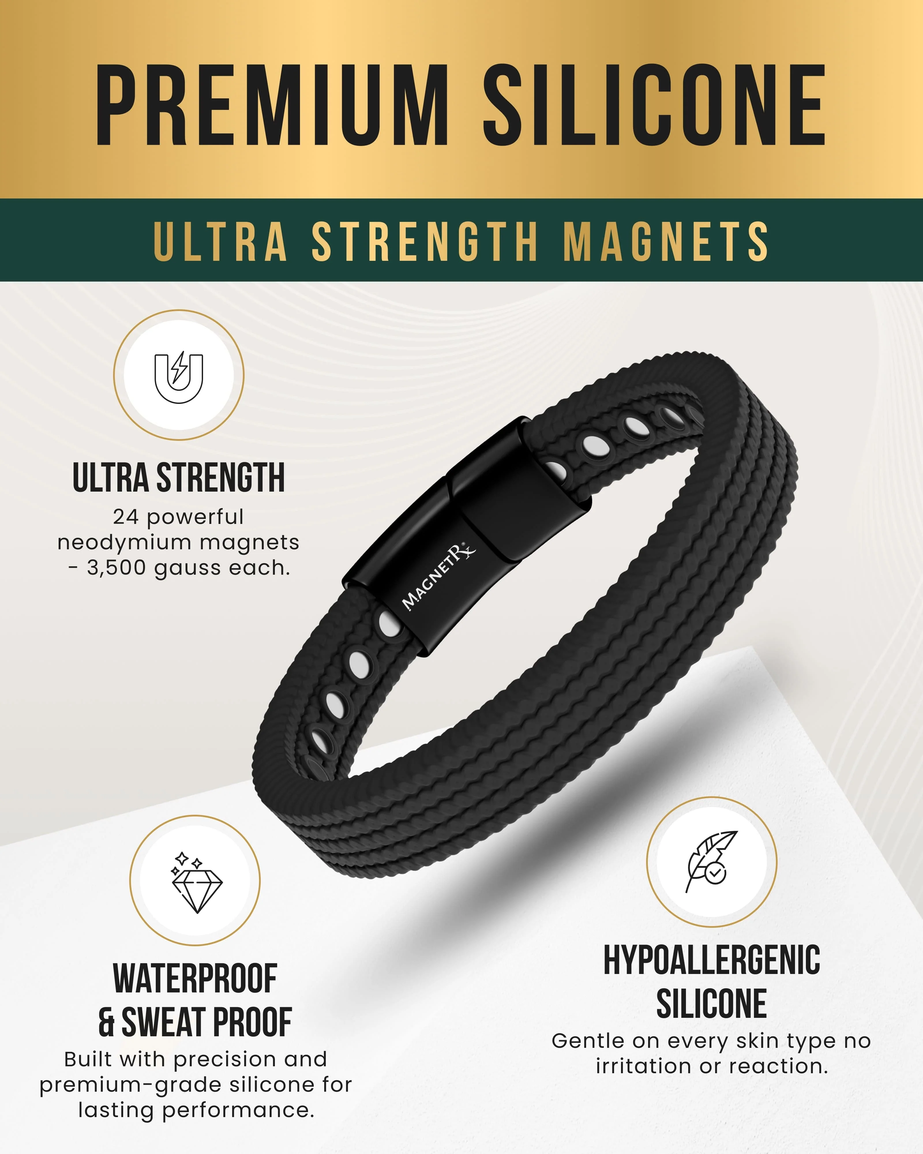 Magnetic Silicone Golf Bracelets (Classic) - Image 3