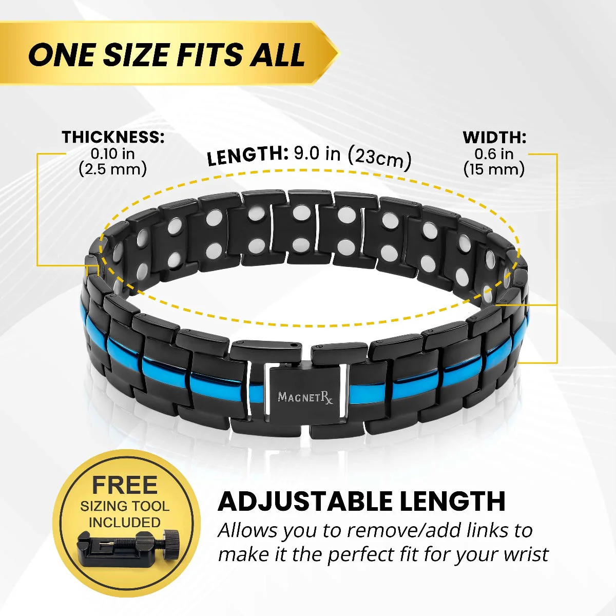 Magnetic Therapy Thin Blue Line Bracelet for Men - Image 4