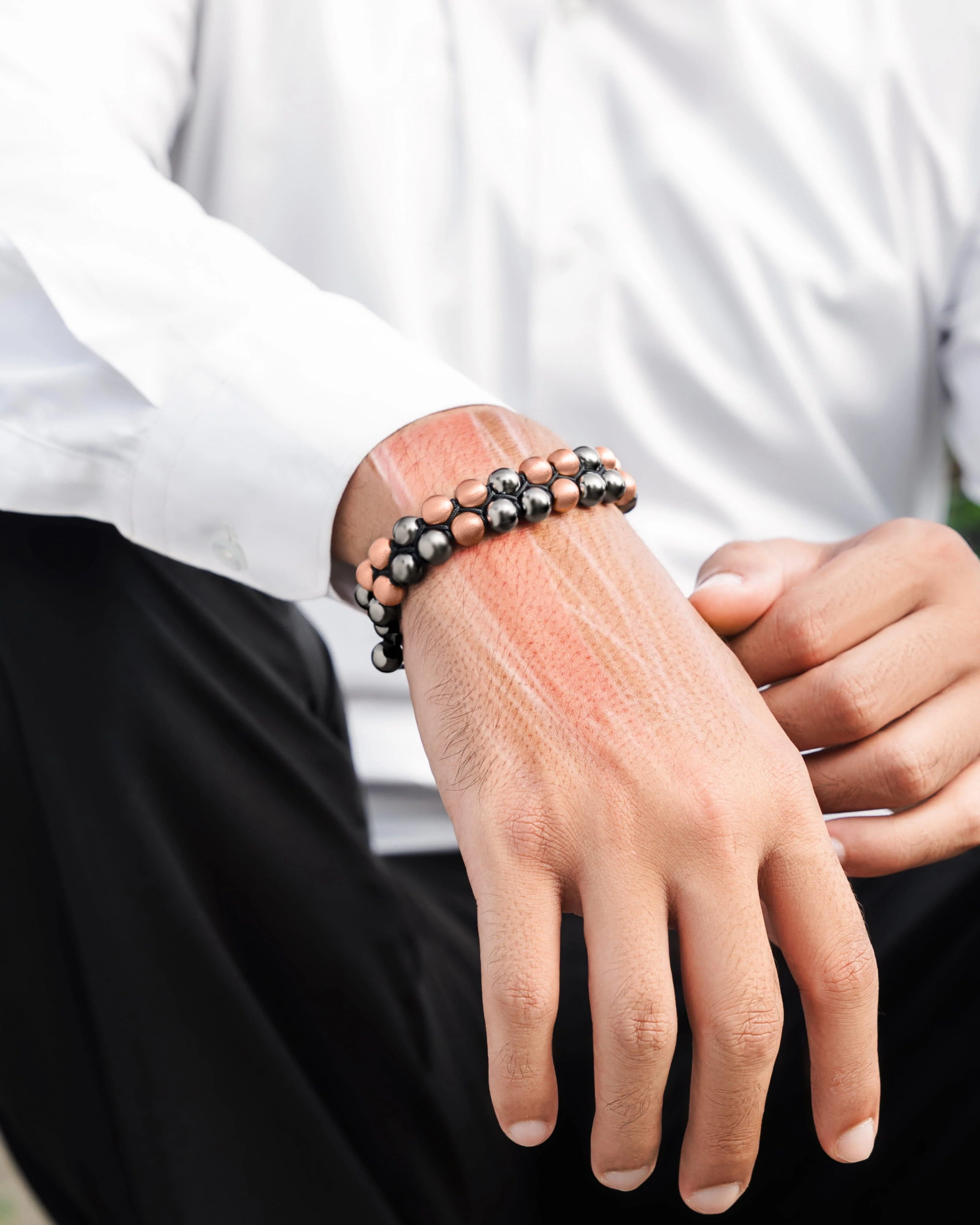 MAX Strength Magnetic Hematite & Copper Bracelet (Double Row) - Image 2