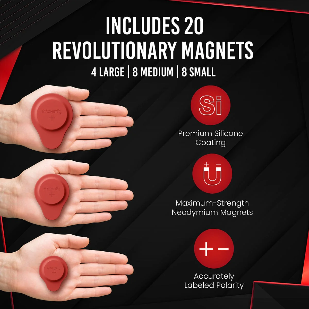 Biomagnetic Therapy Magnet Kit — Neodymium & Silicone (20 Mixed Units) - Image 4