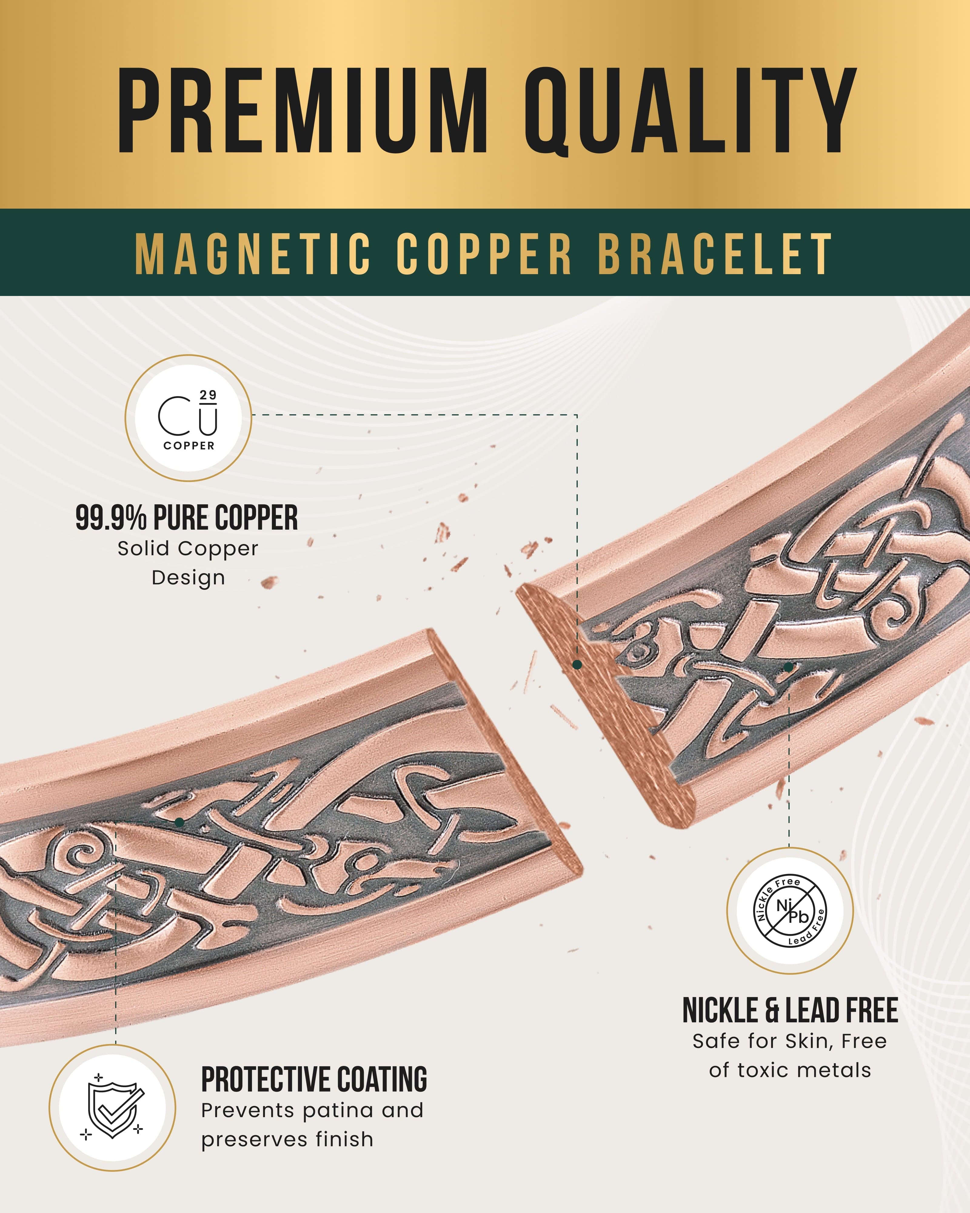Stamped Viking Magnetic Copper Bracelet Cuff for Men - Image 5