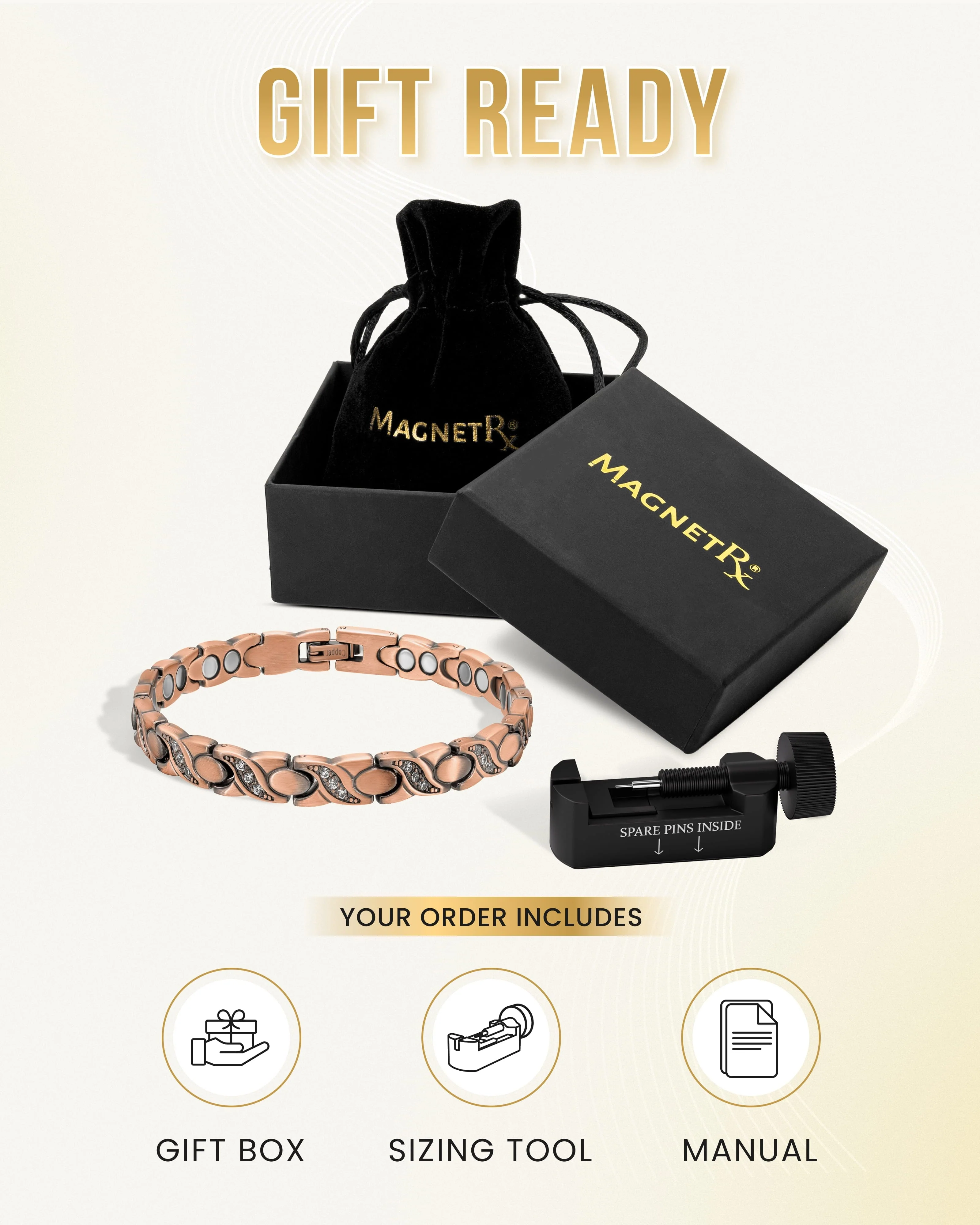 Women’s Ultra Strength Pure Copper Magnetic Bracelet (Crystal XO) - Image 7