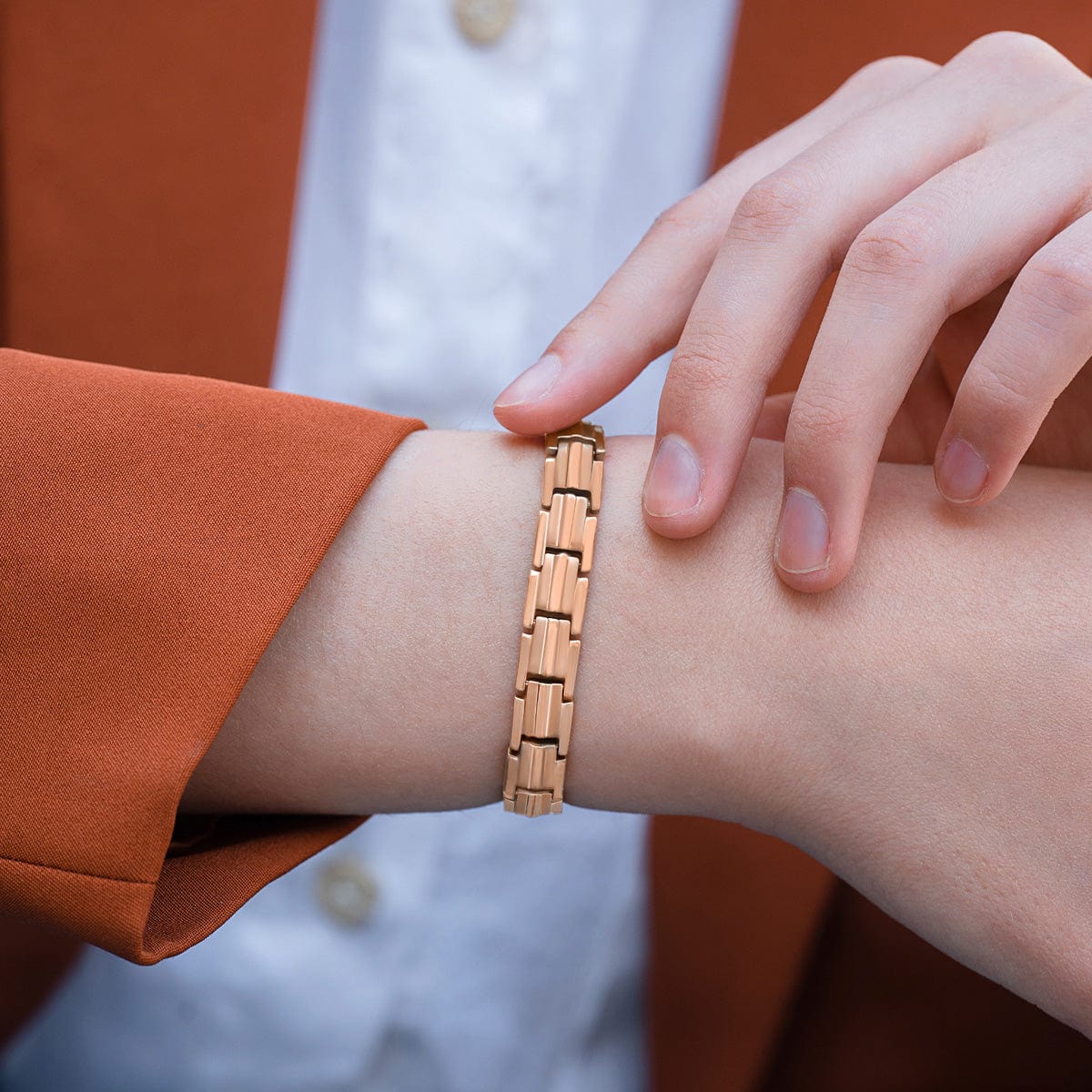 Women's Ultra Strength Magnetic Therapy Bracelet Rose Gold Titanium - Image 7