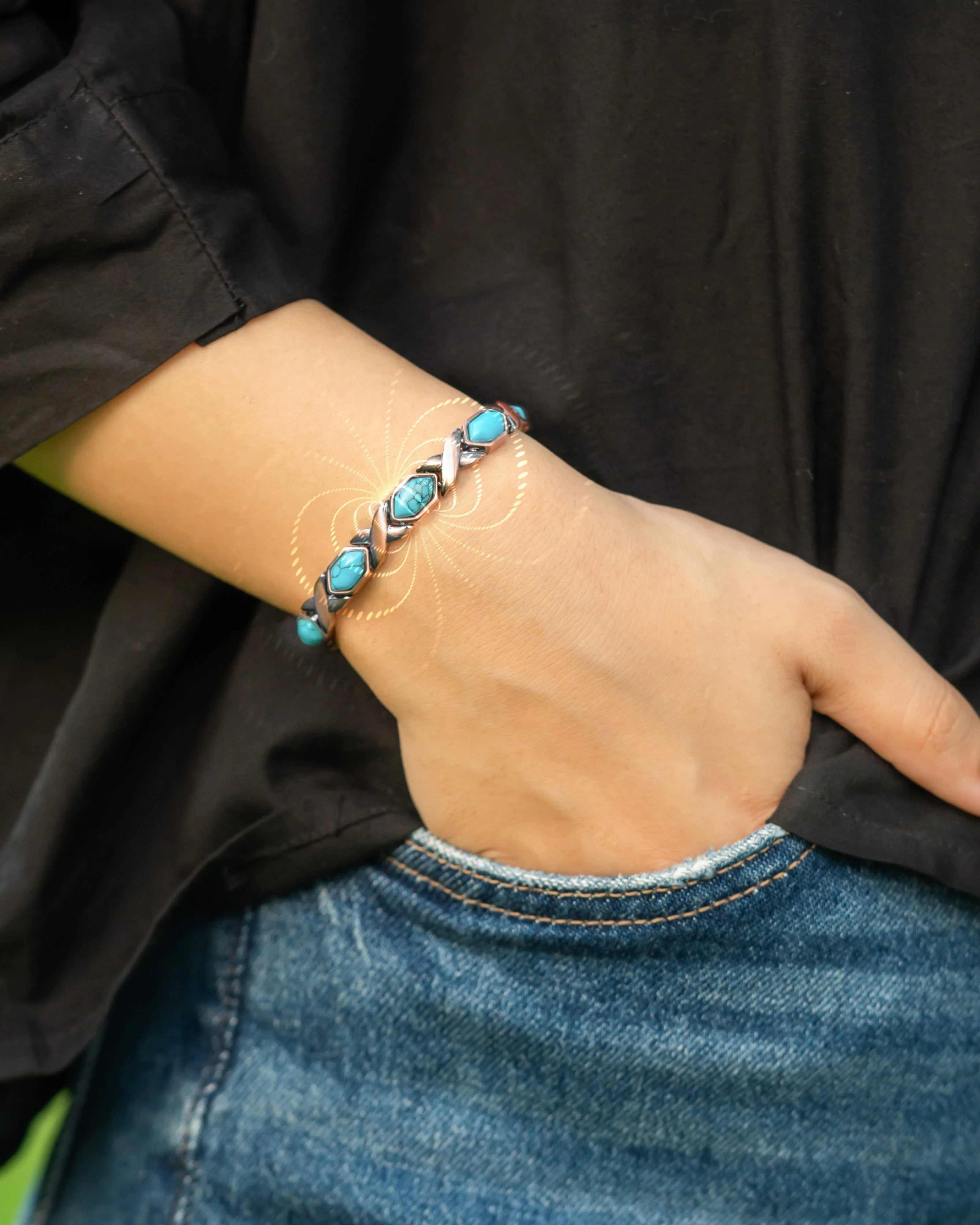 Women's Ultra Strength Pure Copper Magnetic Bracelet (Turquoise XO) - Image 10