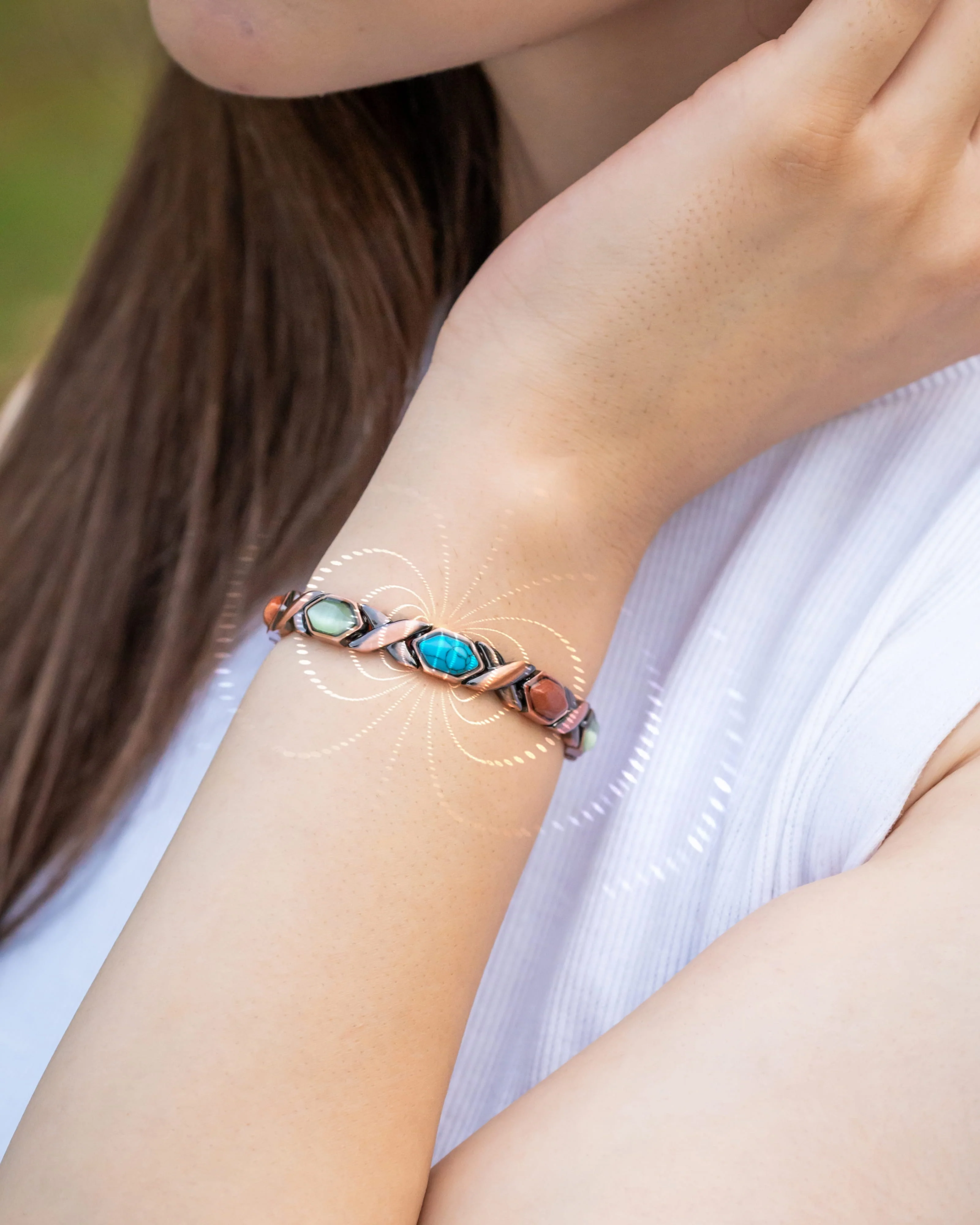 Women's Ultra Strength Pure Copper Magnetic Bracelet (Mixed Stones) - Image 10