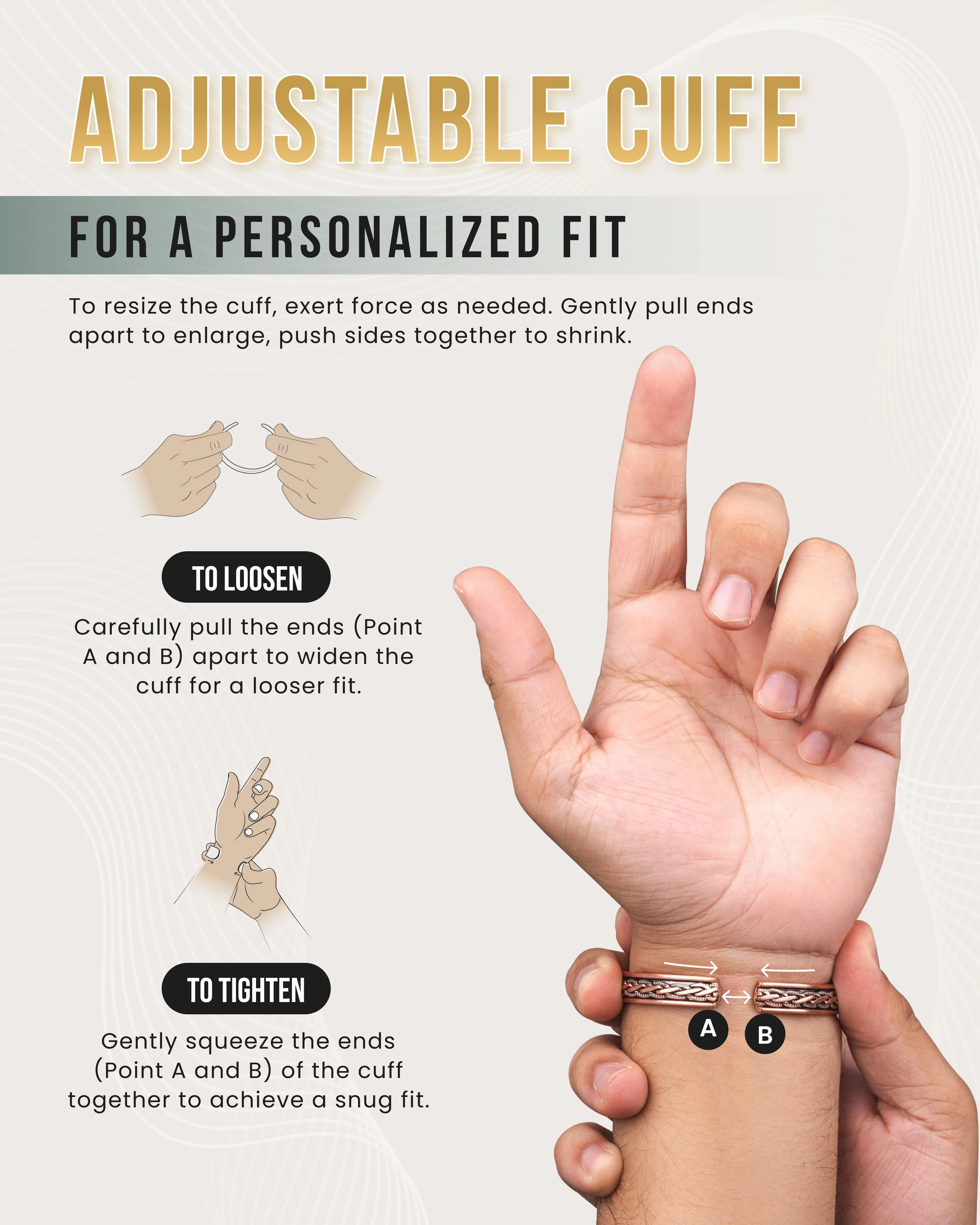 Woven Inlay Copper Magnetic Therapy Bracelet Bangle for Men & Women - Image 7